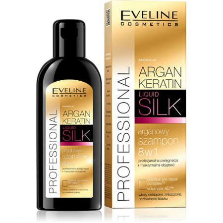 Eveline - Argan Keratin Professional - SZAMPON arganowy 8w1 do włosów osłabionych i zniszczonych, 150 ml.